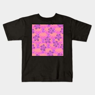 Basket Weave Vines and Flowers on Peach Repeat 5748 Kids T-Shirt